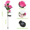 Solar Powered Outdoor Rose Flower Led Decorative Lights 2Pcs Water Resistant Pathway Stake Lights For Garden Patio Yard Walkway