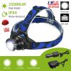 Tactical Led Headlamp Zoomable Torch 3 Light Modes 25000 LUM Camping Backyard Garden Garage