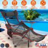 Foldable Camping Chair 330Lbs Ld Heavy Duty Steel Lawn Chair Collapsible Chair With Reclining Backrest Angle Cup Holder Pillow Side Pocket Carry Bag