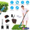 Pole Mini Hedge Trimmer & Grass Shear Electric Cordless Handheld Hedge Trimmer With 90° Rotatable Head Telescopic Extension Pole Gloves Goggles
