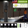 Tactical Led Flashlight Zoomable Rechargeable Search Light Torch 50000Lm 5Modes Night Light For Night Walking Adventures