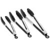 Tongs Stainless Steel Locking Food Tongs 3Pcs with Silicon Tips Bpa Free Non-Stick Bbq Cooking Grilling Locking Food Tongs High Heat Resistant