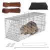 Humane Trap Cage With Waterproof Cover Gloves Catch Release Live Animal Rodent Cage Collapsible Galvanized Wire For Raccoons Beavers Groundhogs