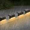 Solar Powered Led Outdoor Lights Ip55 Waterproof Dusk To Dawn Sensor Fence Lamps For Stairs Yard Railing Gardening