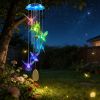 Solar Hummingbird Wind Chime With Aluminum Tubes 7 Color Changing Wind Chime For Outside Ip44 Waterproof Outdoor Garden Yard Decor