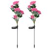 Solar Powered Outdoor Rose Flower Led Decorative Lights 2Pcs Water Resistant Pathway Stake Lights For Garden Patio Yard Walkway