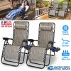 Foldable Zero Gravity Lounge Recliner Chair Dual Side Tray 330Lbs Load 2Pcs Stress Relief Pillow Patio Garage Backyard Lying Chair