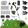 21V Rechargeable Weed Eater Edger String Trimmer Grass Mower Bush Cutter with 16800Rpm 2X 3000Mah Batteries 3.6-4.6Ft Length 90° Rotatable Angle