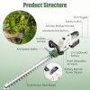 Cordless Rechargeable Hedge Bush Grass Shrub Trimmer 20in 21V with Dual-Action Blades 0.6In Cutting Diameter Safety Lock