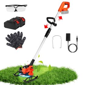 Cordless Grass Trimmer With Wheels 2Pcs 3.0Ah Batteries Rechargeable 3 Types Of Blades Head Angle Adjustable Lightweight