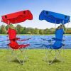 Foldable Canopy Chair Sun Protection 330Lbs Load Folding Seat Cup Holder Camping Backyard Gardening Poolside Travel Picnic