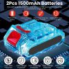 Cordless Electric Pole Saw & Mini Chainsaw & Grass Trimmer Kit 3-In-1 Adjustable Length 2Pcs 21V 1500Mah Batteries 4In 6In Chains Saw Blade 5Pcs