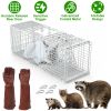 Humane Trap Cage Catch Release Live Animal Rodent Cage Collapsible Galvanized Wire with Gloves Cats Raccoons Beavers Groundhogs Foxes Armadillos