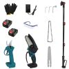 Cordless Pruning Shear And Electric Chainsaw 4 In 1 with Max 5.5Ft Extension Poles 4” 6” Pole Saw Brushless Pruning Shear With 2Pcs 3.0Ah Ba