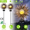 Solar Powered Sun Stake Lamp Ip54 Waterproof Decorative Lamp Crackle Glass Globe Stake Lights For Garden Lawn Yard Driveway