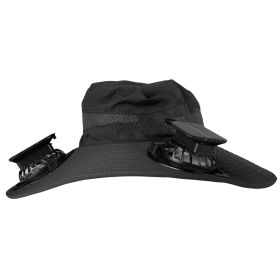 Outdoor Wide Brim Sun Hat With 2 Rechargeable Fans Solar Powered 3 Wind Speeds Upf50+ Breathable Waterproof Nylon Mesh Hat For Gardening Yard Work