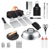 Griddle Accessories Kit Flat Top Grill Accessories 31Pcs Camp Chef With Spatulas Griddle Press Basting Cover Spice Shakers Vegetable Forks