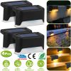 Solar Powered Led Outdoor Lights Ip55 Waterproof Dusk To Dawn Sensor Fence Lamps For Stairs Yard Railing Gardening