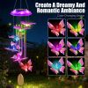 Solar Butterfly Wind Chime With Aluminum Tubes 7 Color Changing Wind Chime For Outside Ip44 Waterproof Outdoor Garden Yard Decor