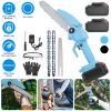 Mini Chainsaw Portable Handheld Cordless Small Chain Saw Battery Powered With 2Pcs 1200Mah Rechargeable Batteries 8In Chains Gloves Goggles