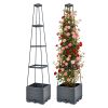 2Pack Raised Garden Bed Boxes With Trellis 56" Tomato Self-Watering Planter Box Indoor Outdoor With 4 Adjustable Heights 10 Clips 65Ft Ties For Climbi