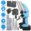 Mini Chainsaw Portable Handheld Cordless Small Chain Saw Battery Powered With 2Pcs 2200Mah Rechargeable Batteries 4In/6In Chains For Pruning