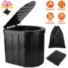 Portable Foldable Emergency Toilet Porta Potty For Car Travel Camping Boating Hiking Emergencies Outside Cleanable with Lid Carry Bag Garbage Bags