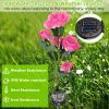 Solar Powered Outdoor Rose Flower Led Decorative Lights 2Pcs Water Resistant Pathway Stake Lights For Garden Patio Yard Walkway