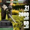 Cordless Rechargeable Hedge Bush Grass Shrub Trimmer 20in 21V with Dual-Action Blades 0.6In Cutting Diameter Safety Lock