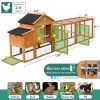 Large Chicken Coop With Run Nest Box And Removable Tray, Hen House For 4-6 Chickens, Outdoor Weatherproof