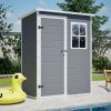 Resin Outdoor Storage Shed 5X3Ft with Floor Lockable Garden Shed With Window Sloped Roof Weather-Resistant Tool Shed For Garden Tools, Supplies, ETC.