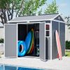 Outdoor Storage Shed With Floor Lockable Garden Shed With 2 Windows Ventilation & Sloped Roof Weather-Resistant For Garden Tools Lawn Equip