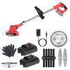 Cordless Grass Trimmer Rechargeable Weed Cutter With 2 Alloy Saw Blades 2 Alloy Blades 10 Plastic Blades 2 Rechargeable Batteries