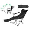 Reclining Camping Chair With Footrest 4-Position Adjustable Outdoor Folding Chair Heavy Duty Portable Camping Lounge Chair With Headrest Cup Holder