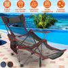 Foldable Camping Chair 330Lbs Ld Heavy Duty Steel Lawn Chair Collapsible Chair With Reclining Backrest Angle Cup Holder Pillow Side Pocket Carry Bag