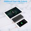Power Bank Portable External Battery Pack Phone Charger 20000mAh with Dual Usb Output Ports Type C Micro Usb Input