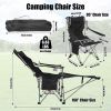Reclining Camping Chair With Footrest 4-Position Adjustable Outdoor Folding Chair Heavy Duty Portable Camping Lounge Chair With Headrest Cup Holder