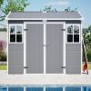 Outdoor Storage Shed With Floor Lockable Garden Shed With 2 Windows Ventilation & Sloped Roof Weather-Resistant For Garden Tools Lawn Equip