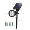 Solar Spotlight 2Pcs Outdoor Waterproof Dusk To Dawn Light Wall Path Lawn Garden Lamp
