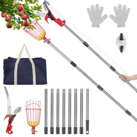 2-In-1 Pole Saw & Fruit Picker With 1.3-9.6Ft Extendable Stainless Steel Pole Manual Tree Pruner With 65Mn Steel Blade Fruit Picking Basket