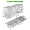 Humane Trap Cage With Waterproof Cover Gloves Catch Release Live Animal Rodent Cage Collapsible Galvanized Wire For Raccoons Beavers Groundhogs