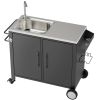Outdoor Grill Cart With Storage Kitchen Prep Station Cart Outdoor Grill Table With Wheels Sink For Patio Backyard Bbq