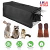 Folding Live Animal Trap Cage 31X12X11” With Waterproof Cover And Gloves Humane Easy To Catch & Release Trap Cats Raccoons Squirrels Skunks