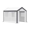 10' x 7' Walk-In Tunnel Greenhouse Garden Hot House w/Roll-Up Windows Zippered Door White/Dark Grey Gardening Essentials