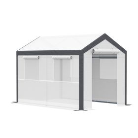 10' x 7' Walk-In Tunnel Greenhouse Garden Hot House w/Roll-Up Windows Zippered Door White/Dark Grey Gardening Essentials