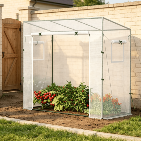 Outdoor Portable Walk-in Greenhouse PE Cover Roll-up Zipper Door Gardening Tool for Plant Growth Protection