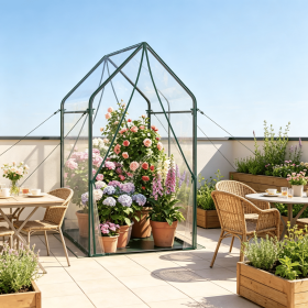 Mini Greenhouse Metal Frame with Waterproof Bottom Mat And Wind Ropes for Plant Protection Outdoor Gardening Equipment