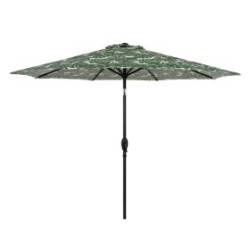 9' Monstera Palm Crank Lift and 3 Position Tilt Patio Umbrella