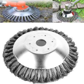 8 Inch Rotary Steel Wire Weed Brush Blade for String Trimmers, Gardening Lawnmower, Moss Grass Rust Removal (with Universal Adapter Kit)