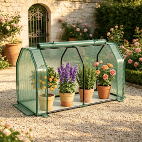 Outdoor Portable Mini Greenhouse Vegetable Gardening with PE Cover And Zippered Door for Growing Plants